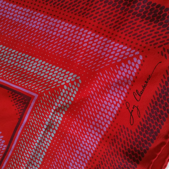 Vintage 80's Red Geometric Design Scarf - Picture 3 of 5